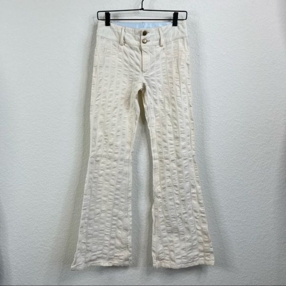 Alice + Olivia Stacey Bell Textured Wide Leg Flare Pants